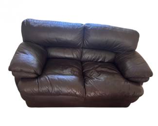 49 VintageLeatherLoveseatDarkBrownBlackGoodCondition