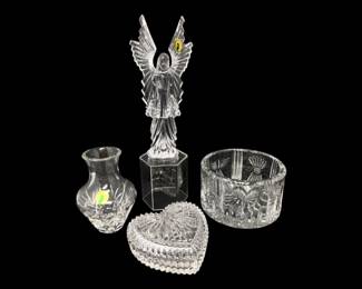 28 WaterfordCrystalAngelVaseCoasterwGorhamStyleHeartBox