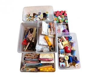 71 SewingSupplieswThreadSpoolsFabricScissorsTools