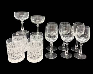 22 VintageCutCrystalGlasswarewCoupeWineLowballGlasses