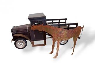 84 MetalHorseCutoutWoodTruckDecor