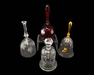 43 VintageCrystalBellsSetWaterfordHandPaintedFentonBellMore