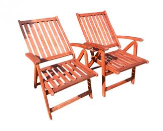 104 FoldingWoodenPatioLoungeChairsRecliningSlattedSunChairs