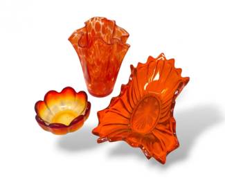 12 RetroVintageStarburstBowlVintageAmberinaDishRuffledVase