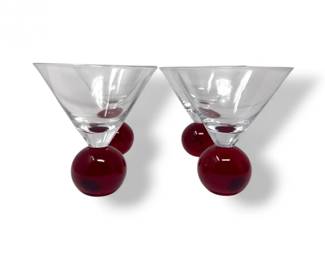 19 VintageMartiniGlasseswRedBubbleBallBaseLarge