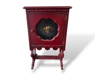 99 AntiquePaintedHumidorCabinetRedBlackFloral
