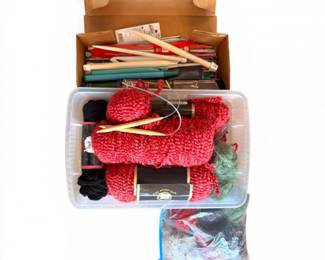 70 AssortedKnittingSupplieswYarnNeedlesOtherTools