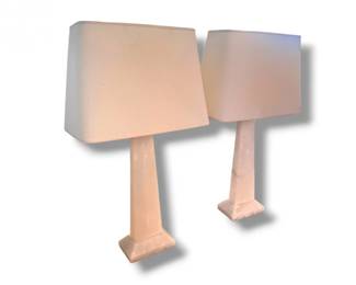 32 WhiteMarbleStyleStoneBaseTableLampswLargeShades