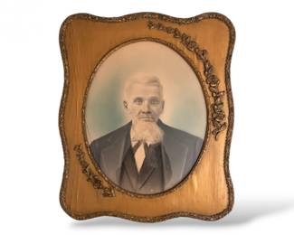 65 Antiquec1819GentlemanPortraitwOrnateCarvedFrameLarge