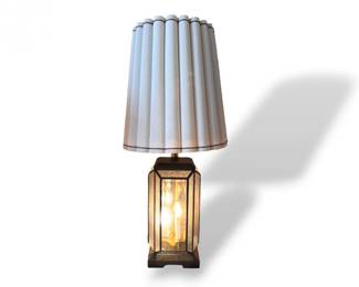 98 MidCenturyFloorLampwGlassPanelBaseLargeShade