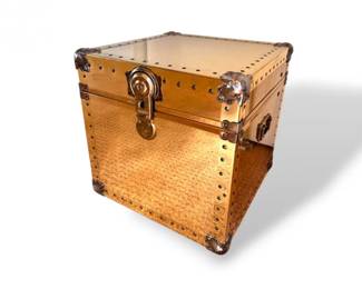 5 VintageGoldToneMetalCubeStorageTrunkTable