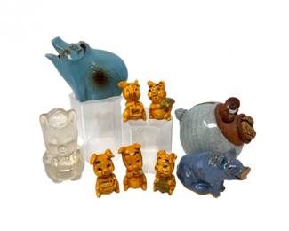 46 VintagePigBanksFigurinesVikingGlassMetalPotteryMore