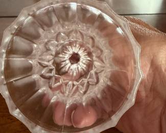 	#49		West Germany Hofbauer “Byrdes” pedestal compote, sawtooth/bird design. 9" x 10.5".	 $ 40.00 																							