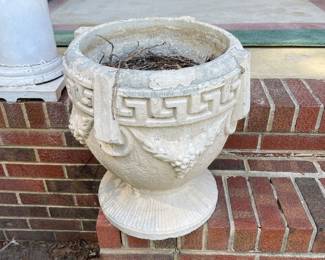	#35		Pair of concrete planters with grapevine detail (16" dia x 17" H)	 $ 100.00 																							