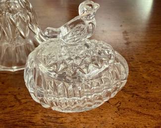 	#51		West Germany Hofbauer “Byrdes” 3 piece lot including square ring box with bird lid, egg box with bird lid, and bird bell (as is).	 $ 20.00 																							