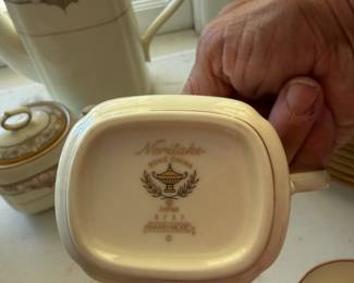 	#42		Noritake “Barrymore” china coffee pot with cream and sugar with lid.	 $ 65.00 																							