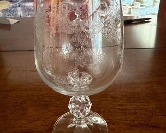 #57		Queens Lace floral embossed water glasses, set of 6, 6.75"	 $ 25.00 