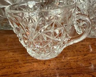 	#59		MCM Anchor Hocking punch bowl set with bowl, 8 cups, and ladle	 $ 30.00 																							