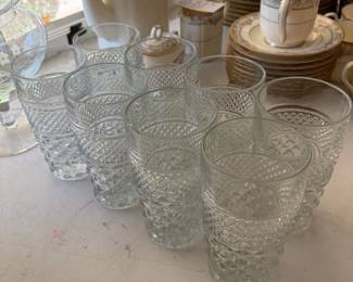 	#47		Anchor Hocking “Wexford” ice tea set, 8 glasses. 5.5" H.	 $ 25.00 																							