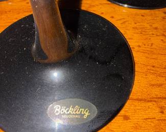 	#58		MCM Röckling (Germany) set of 4 wine glasses with gold and black stems	 $ 26.00 																							