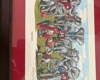 	#61		Danny Davis “Camp Crimson” signed print, framed (18.75" x 5"), print size 9" x 13", Alabama memorabilia	 $ 50.00 																							