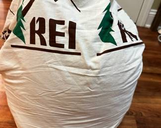 	#90	RA	REI down mummy sleeping bag with storage bag, navy (88" long, as-is repair on back seam)	 $ 50.00 																							
