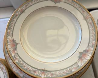 	#41		Noritake “Barrymore” bone china set, 52 pieces. Service for 10 including dinner plates, salad plates, bread/butter plates, cups and saucers. Includes salt and pepper set.	 $ 185.00 																							