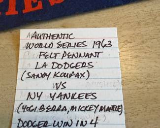 	#78	KW	1963 World Series Los Angeles Dodgers felt pennant (vs Yankees, Sandy Koufax era, as-is condition)	 $ 185.00 																							