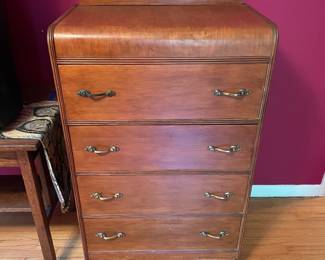 	#31		Art Deco waterfall dresser, (4) drawers (28 x 16.5 x 48)	 $ 150.00 																							