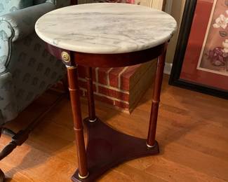 	#12		Powell tripod mahogany plant stand with marble top (18 x 25)	 $ 75.00 																							