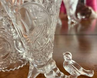 	#48		West Germany Hofbauer “Byrdes” 2 piece lot including horn of plenty vase (6" x 4") and large bell (7" x 3.5").	 $ 38.00 																							