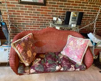 	#22		Red wicker porch swing (as-is corners, 52 x 21, you move)	 $ 100.00 																							