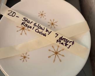 	#39		Royal China “Star Glow” dessert plates, set of 7.	 $ 20.00 																							