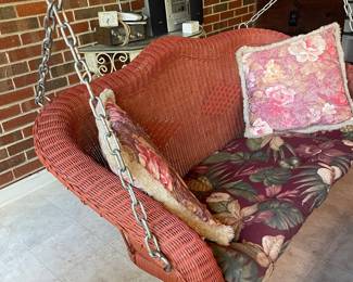 	#22		Red wicker porch swing (as-is corners, 52 x 21, you move)	 $ 100.00 																							