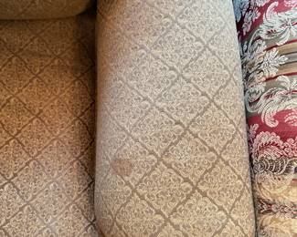 	#17		Broyhill skirted club chair, green and gold (as-is, seat 22"D x 21"W)	 $ 50.00 																							