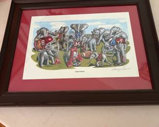 	#61		Danny Davis “Camp Crimson” signed print, framed (18.75" x 5"), print size 9" x 13", Alabama memorabilia	 $ 50.00 																							