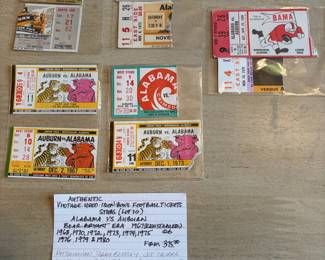 	#70	KW	Authentic vintage Iron Bowl Alabama vs Auburn “First Time Ever” Jordan-Hare Stadium full unused ticket (12-2-1989)	 $ 85.00 																							