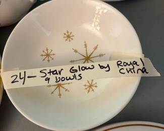 	#38		Royal China “Star Glow” bowls, set of 9.	 $ 24.00 																							