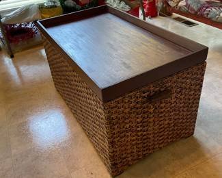 	#23		Wicker storage ottoman with handles and wood top (35.5 x 20 x 20.5)	 $ 60.00 																							