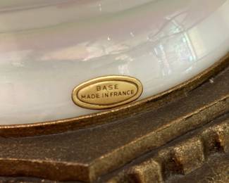 	#100		Hollywood Regency Pair of Lamps w/luster ware gold gilt floarl design. made in france. 33"	 $ 100.00 																							