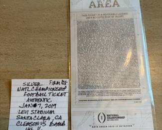 	#74	KW	2019 College Football National Championship game ticket (Levi’s Stadium, Clemson vs Alabama, 44–16)	 $ 125.00 																							