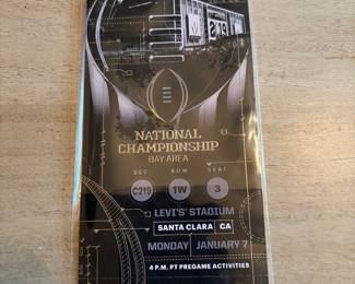 	#74	KW	2019 College Football National Championship game ticket (Levi’s Stadium, Clemson vs Alabama, 44–16)	 $ 125.00 																							