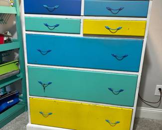 	#86	RA	Painted wood chest of drawers, Davis Cabinet Co. (Nashville, TN), (7) drawers, as-is paint (36W x 20D x 48.5H)	 $ 55.00 																							