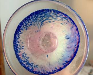 	#55		MCM Murano style splatter glass vase, 11.5" H.	 $ 40.00 																							