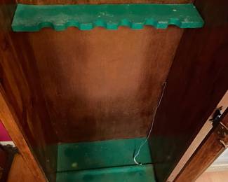	#34		Antique gun cabinet with glass door, drawer, and keys (approx. 22–44 x 17.5 x 31)	 $ 200.00 																							