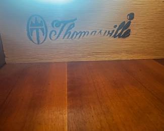 	#85	RA	Thomasville wooden chest/nightstand, (4) drawers, as-is finish on leg (24W x 14D x 24H)	 $ 80.00 																							