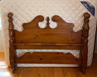 	#2		Bassett wood queen bed (headboard, footboard, side rails) with mattress and box spring	 $ 150.00 																							