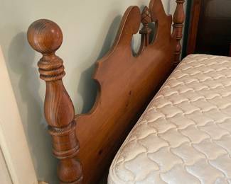 	#2		Bassett wood queen bed (headboard, footboard, side rails) with mattress and box spring	 $ 150.00 																							