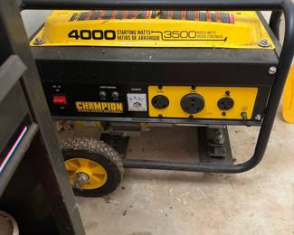 	#93		Champion 4000W Generator, 4000 starting watts / 3500 running watts, 196cc engine, untested	 $ 200.00 																							