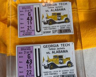 	#79	KW	Georgia Tech vintage crewneck sweatshirt XL (46–48) with 1979 Alabama vs Georgia Tech ticket stubs lot (5 pieces)	 $ 50.00 																							